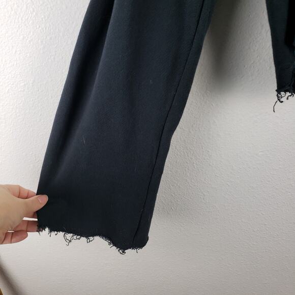 Current Elliott Women's L Acture Cropped Sweater Black Distressed‎ Frayed Grunge - Picture 4 of 10